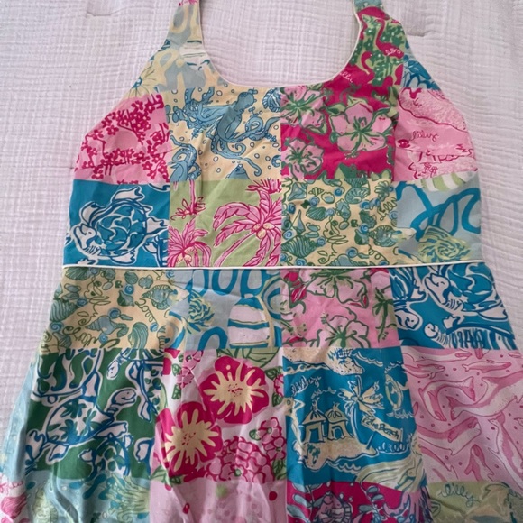 Lilly Pulitzer full length Halter hostess gown dress millennium patchwork RARE - Picture 5 of 14